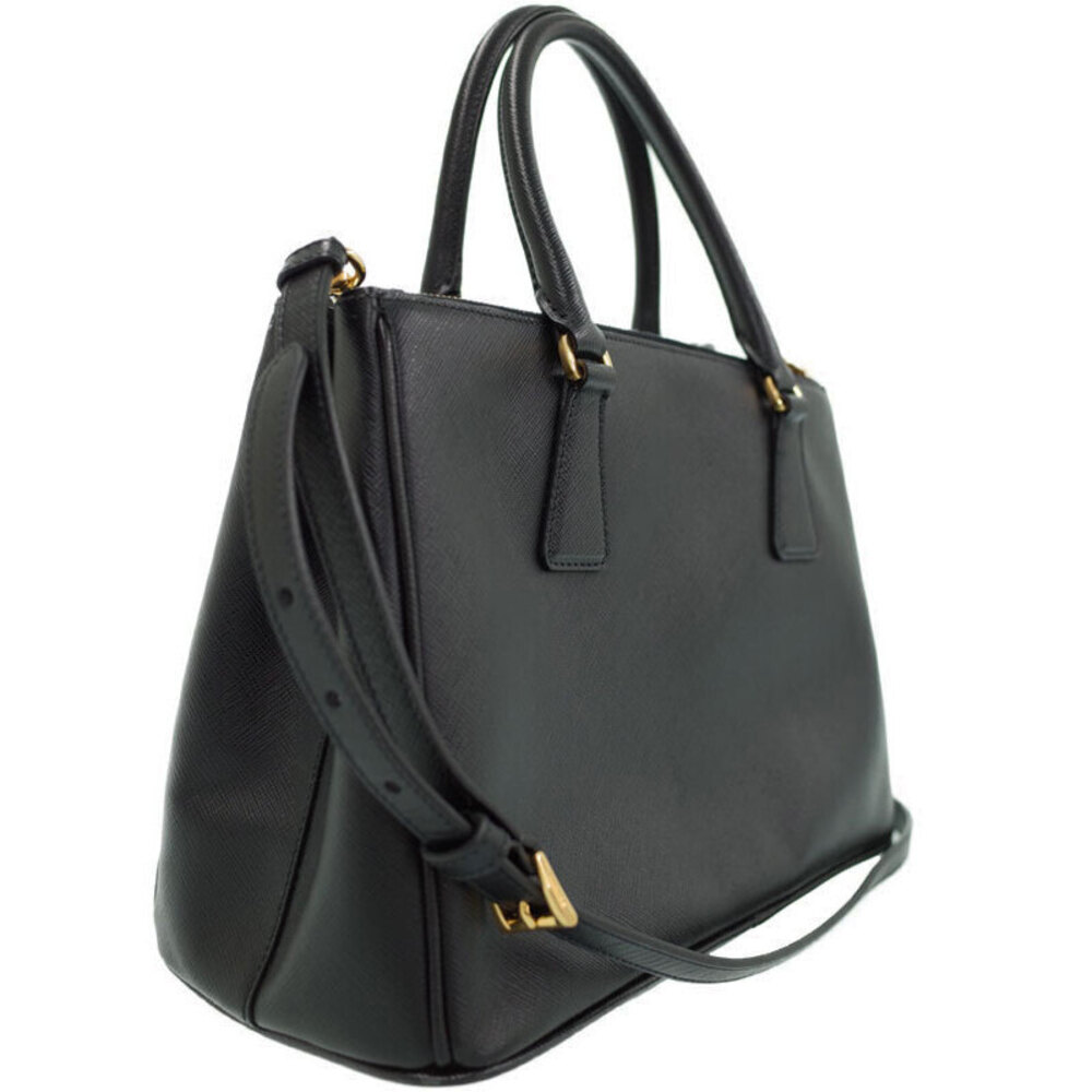 Prada Double Galleria Zip Black leather Tote Saffiano